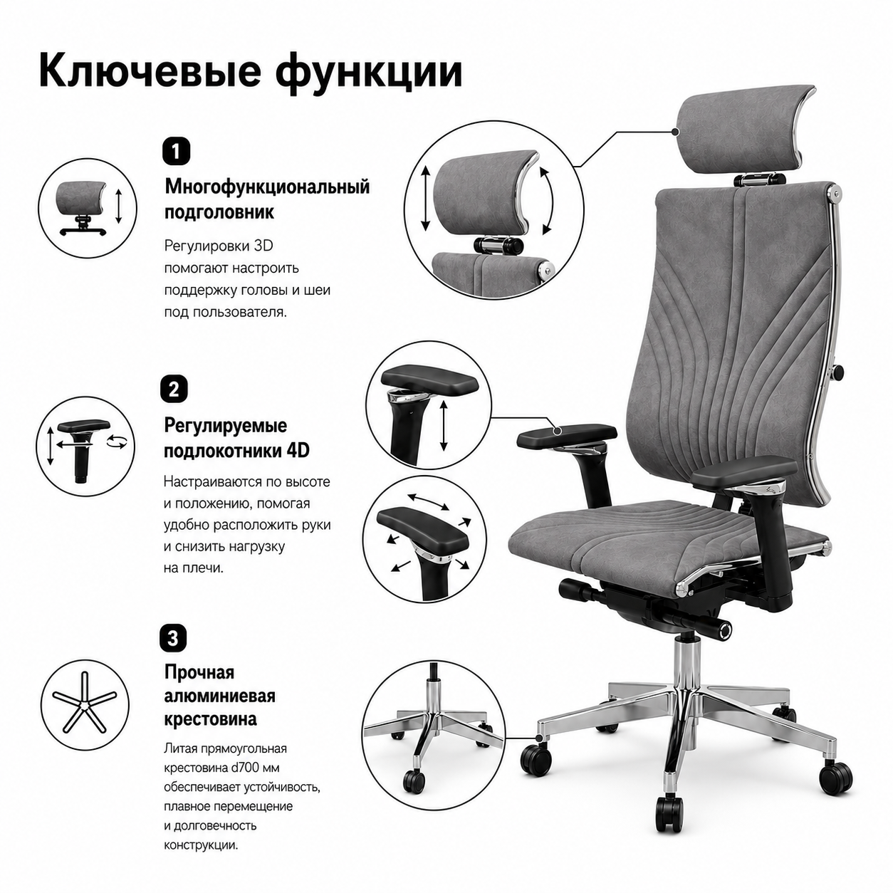 Кресло Yoga Spine 4DF B2-12D (Велюр GoyaLE темно-серый AE.F.14.13A)