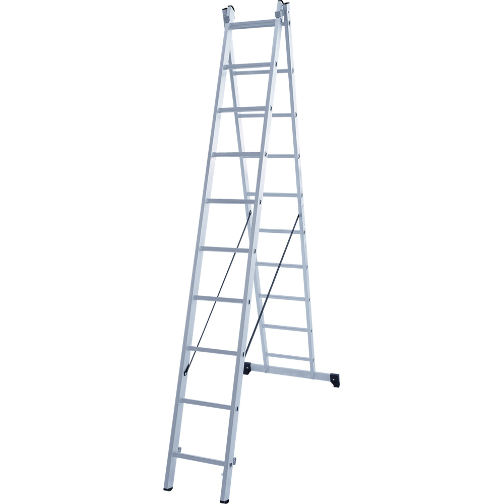 Лестница двухсекционная 2x10 ступеней, NV1220, 4,49м. алюминиевая