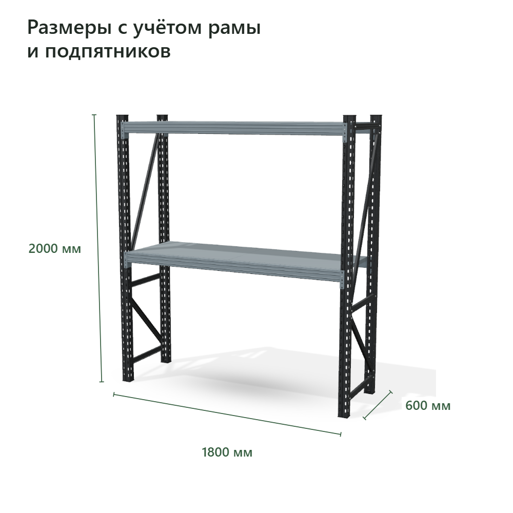 Стеллаж для гаража Векторс 500 2000×1800×600 мм, 2 яруса