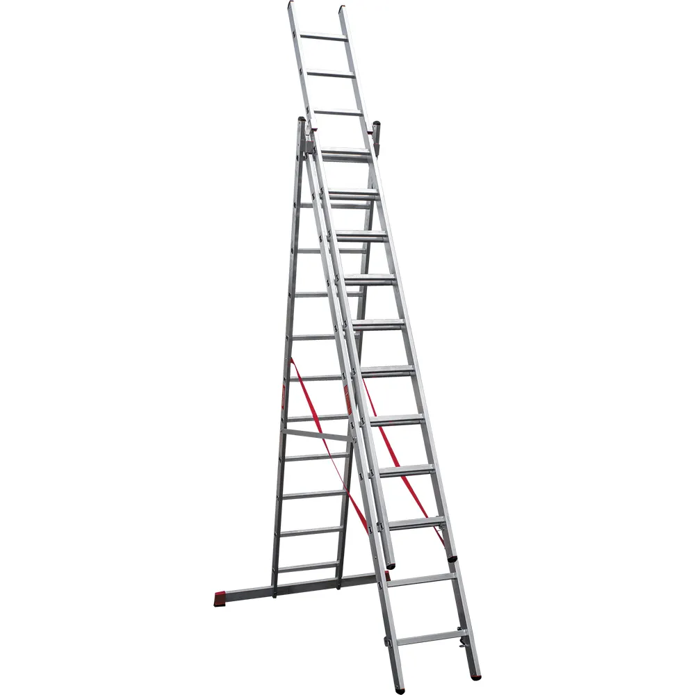 Лестница трехсекционная 3x11 ступеней, NV3230, 6,58м. алюминиевая