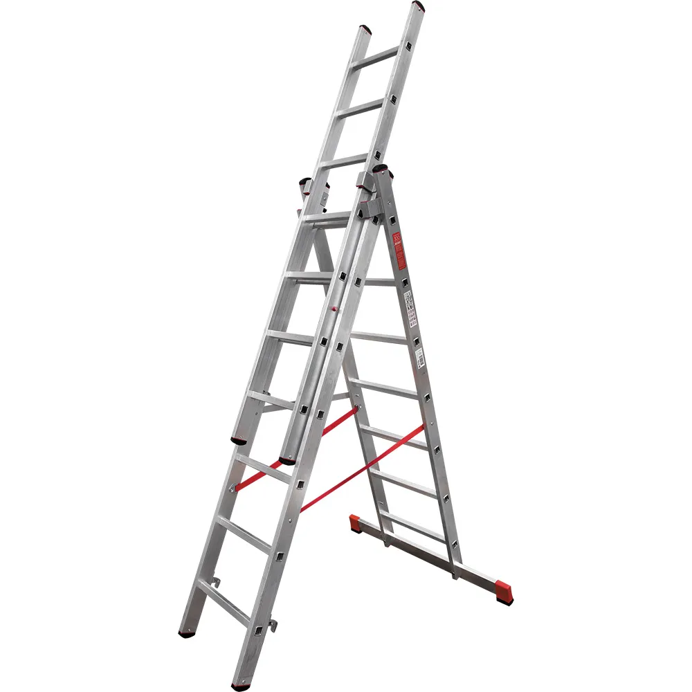 Лестница трехсекционная 3x7 ступеней, NV3230, 3,67м. алюминиевая