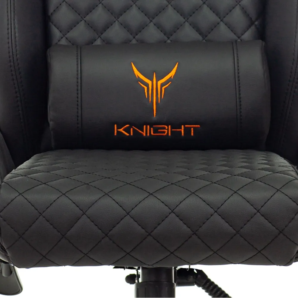 Кресло игровое Бюрократ Knight Outrider черный ромбик экокожа с подголов. крестов. металл