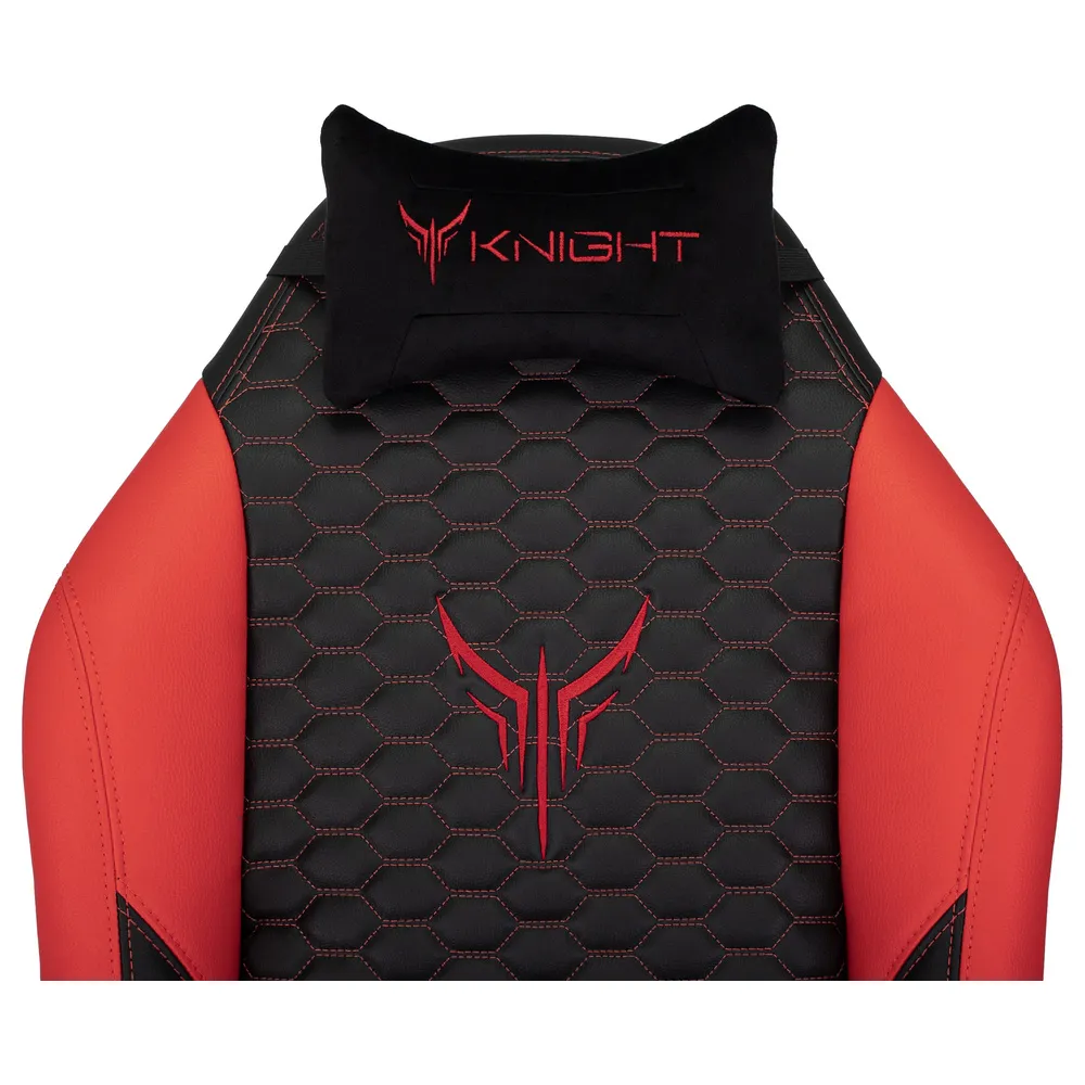 Кресло игровое Knight Neon черный/красный соты экокожа с подголов. крестов. металл
