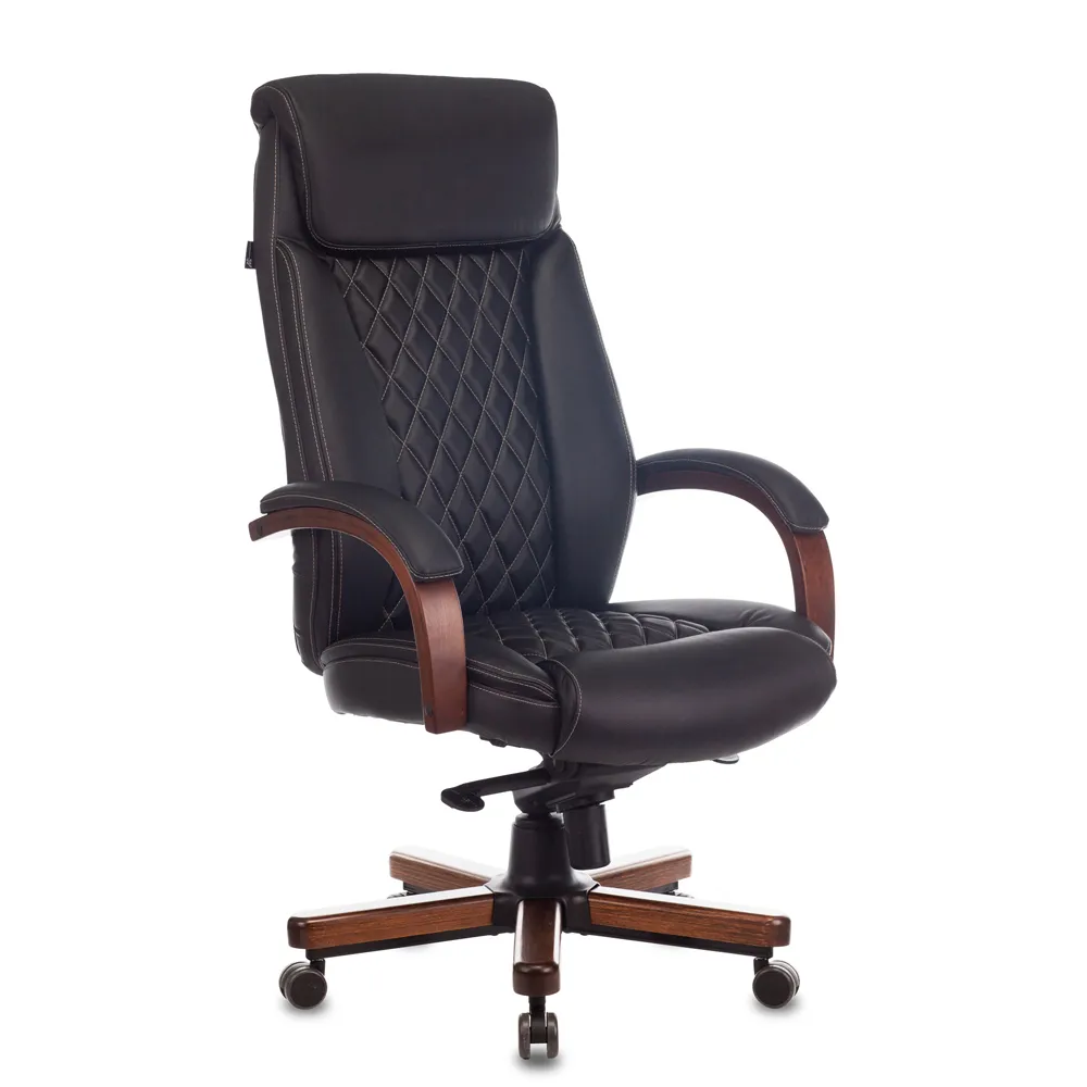 Кресло руководителя Бюрократ T-9924 WALNUT черный кожа крестов. металл/дерево
