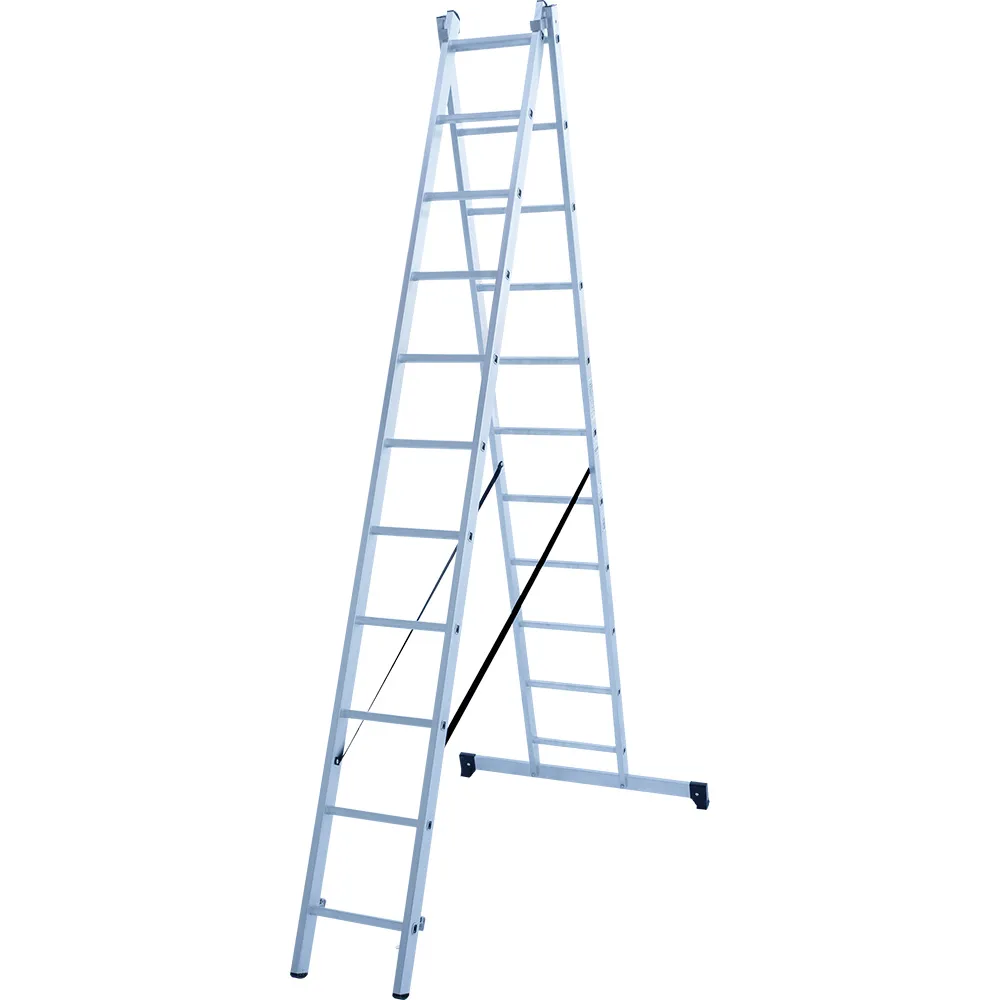 Лестница двухсекционная 2x11 ступеней, NV1220, 5,01м. алюминиевая