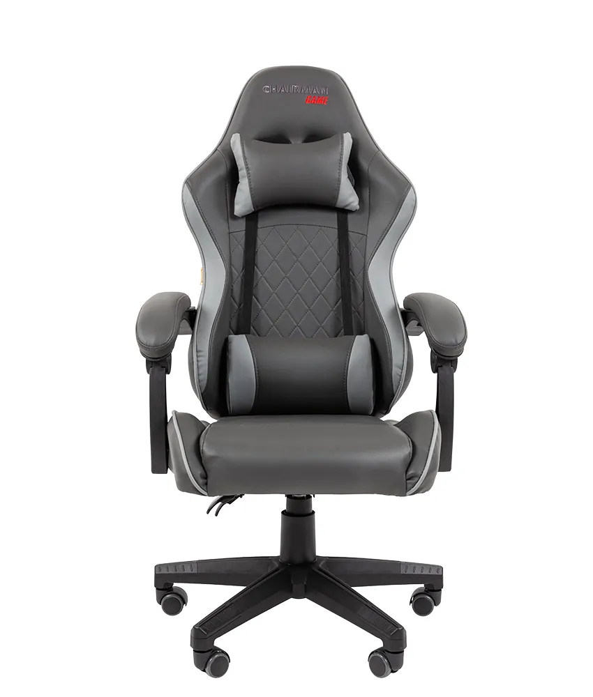 Кресло игровое CHAIRMAN CH28 экокожа, черно-серый