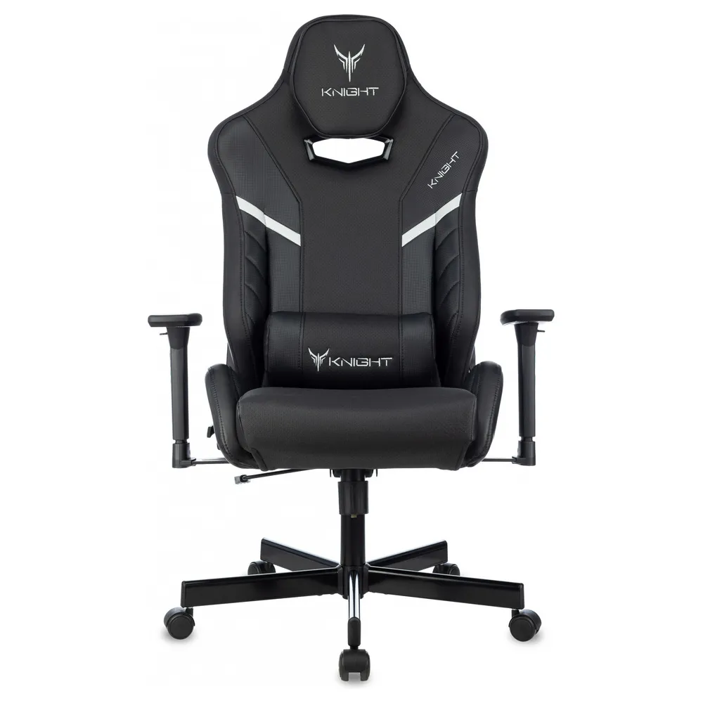 Кресло игровое Knight Thunder 5X черный экокожа с подголов. крестов. металл