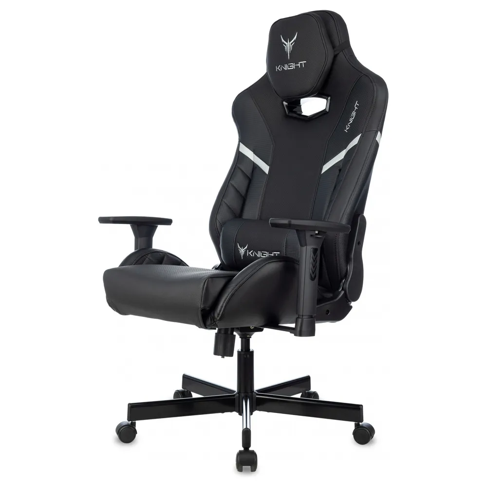 Кресло игровое Knight Thunder 5X черный экокожа с подголов. крестов. металл