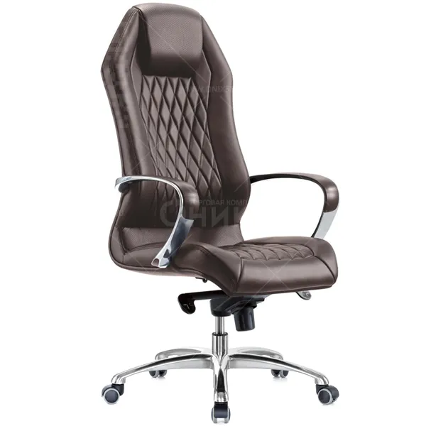 Кресло Бюрократ AURA/BROWN коричневый кожа крестовина алюминий 375552