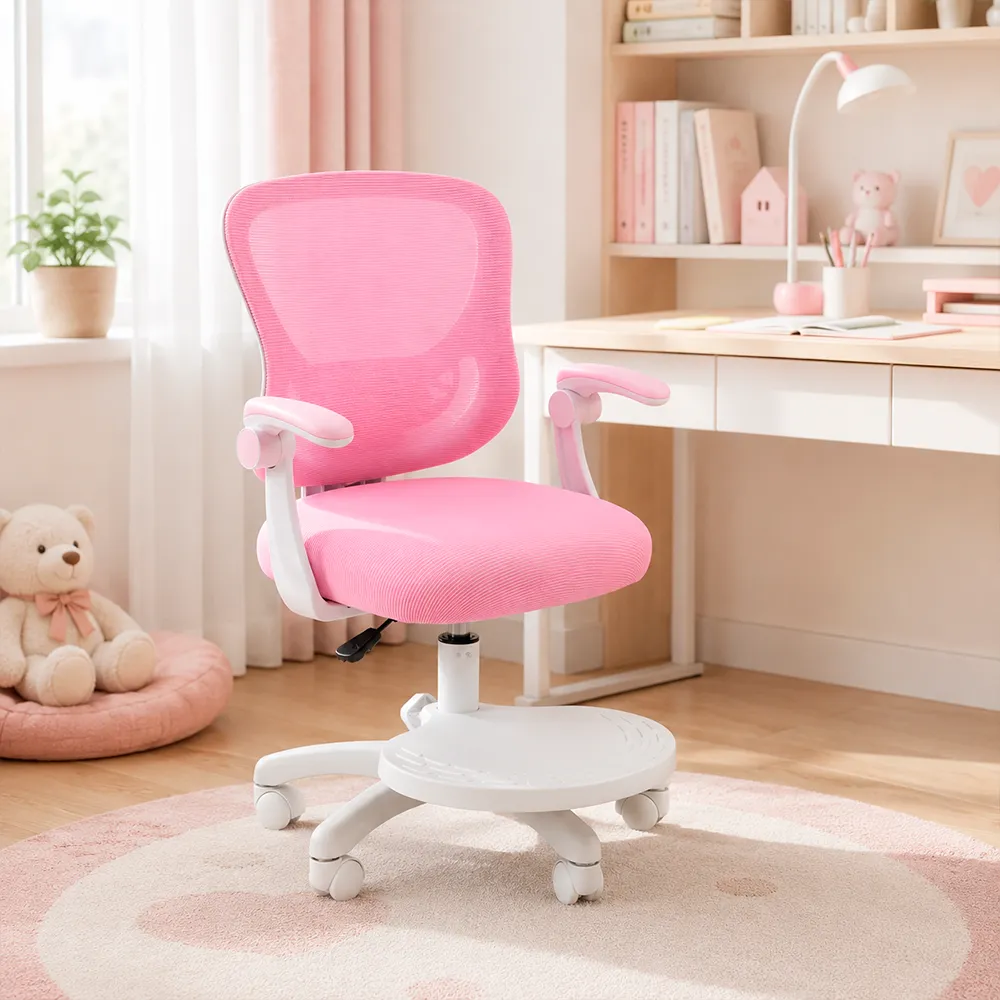 Кресло CHAIRMAN KIDS CH106 с подставкой Сетчатый акрил розовый / Полиэстер розовый
