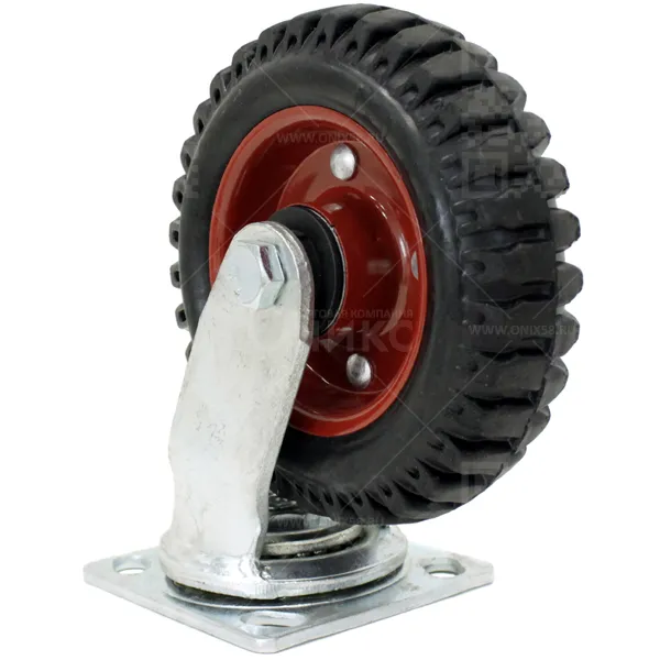 Колесная опора d160 поворотное литая резина, красный диск PS 160 (SC80Л160) г\п 430 кг