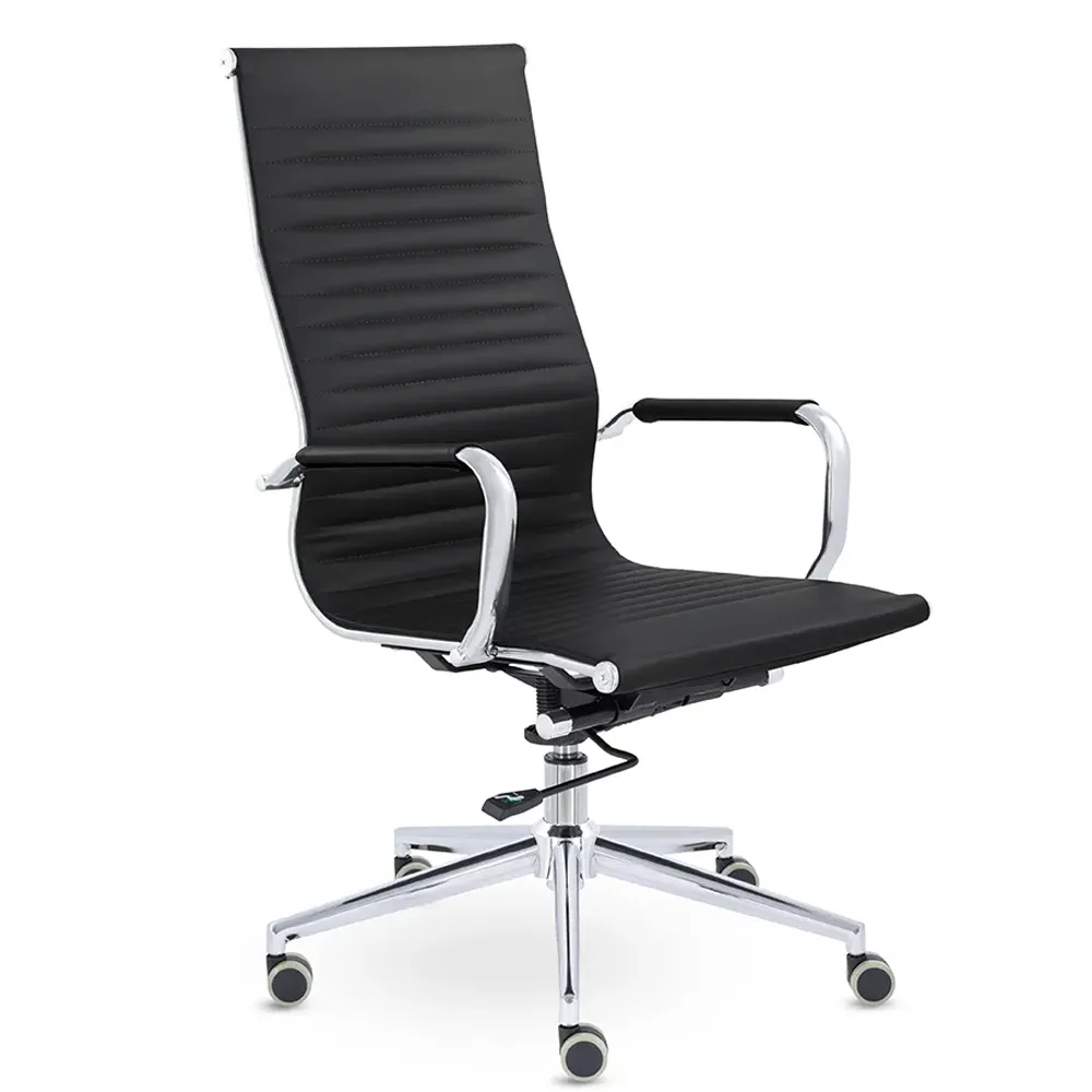 Кресло руководителя UTFC Кайман B soft хром Cp CH-300 Sant-0401 черный
