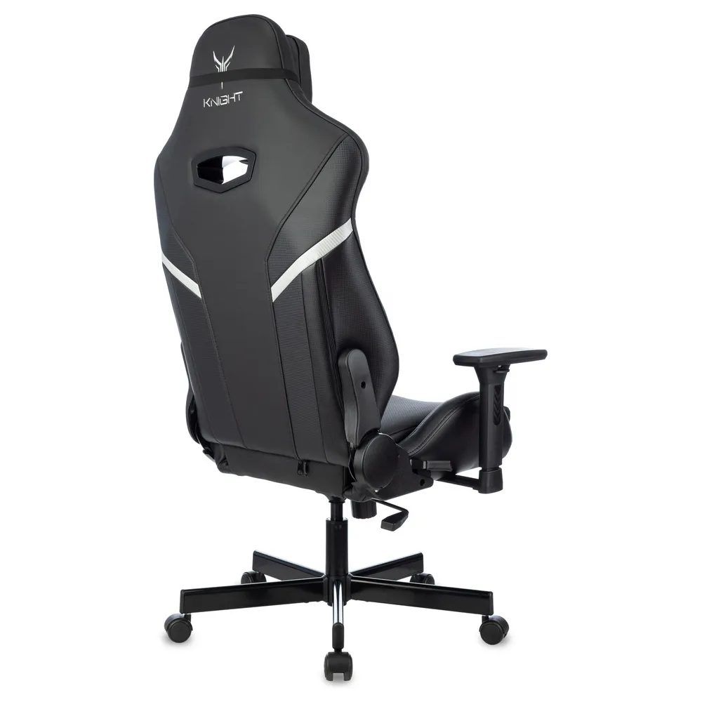 Кресло игровое Knight Thunder 5X черный экокожа с подголов. крестов. металл
