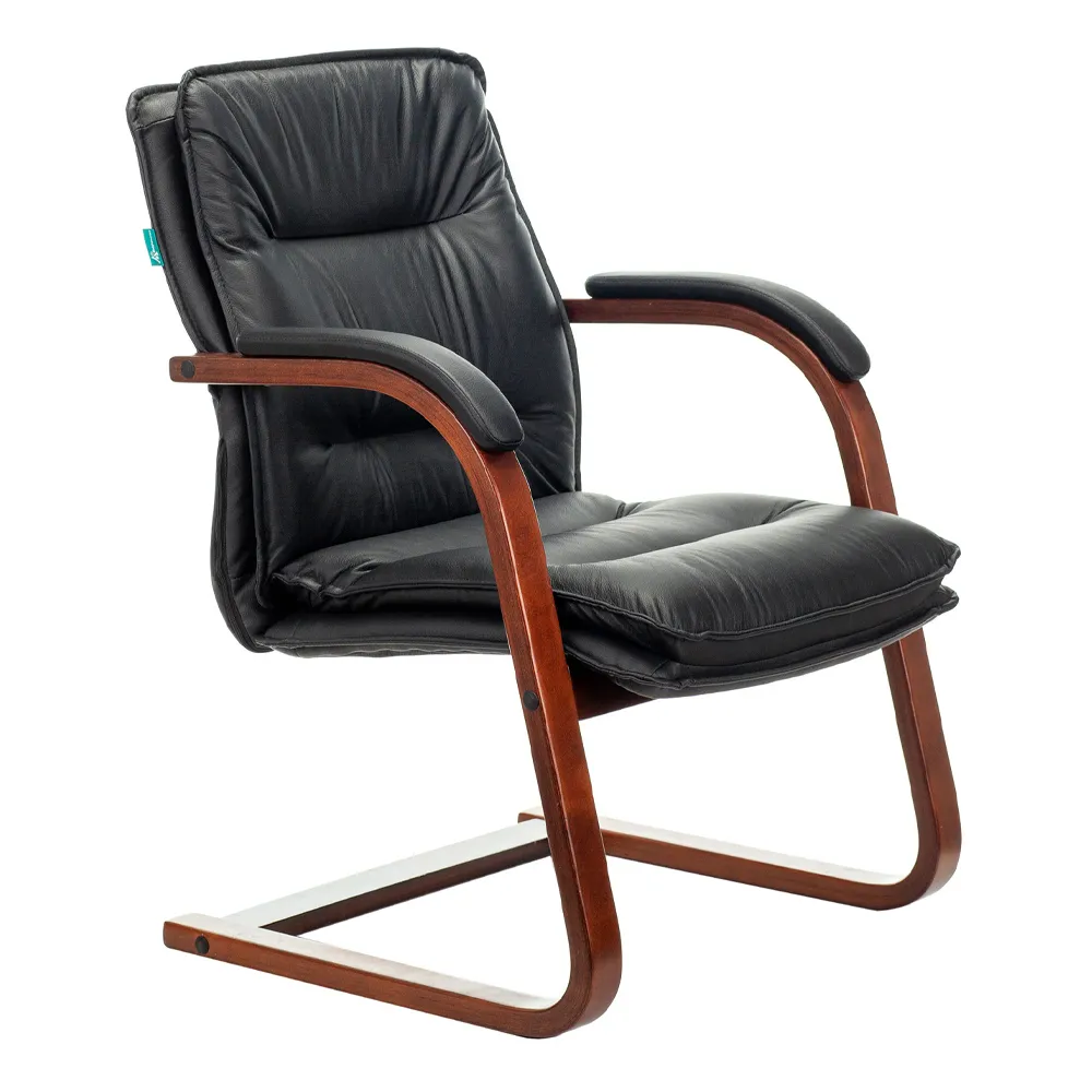 Стул Бюрократ T-9927WALNUT-AV черный кожа полозья дерево коричневый